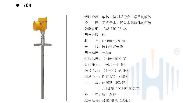 慧博新锐HBRD704导波雷达物位计选型说明书
