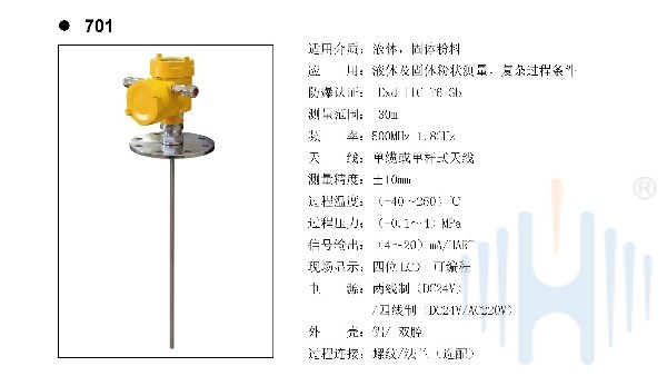 慧博新锐HBRD701导波雷达物位计选型说明书