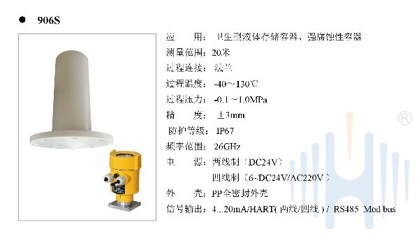 雷达液位计HBRD906S选型说明书