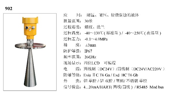 慧博新锐雷达物位计HBRD902选型说明书